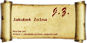 Jakubek Zolna névjegykártya